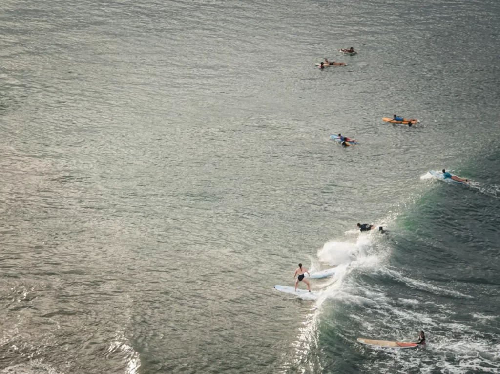 Beginner surfers having a lesson at Elephant Rock Beach