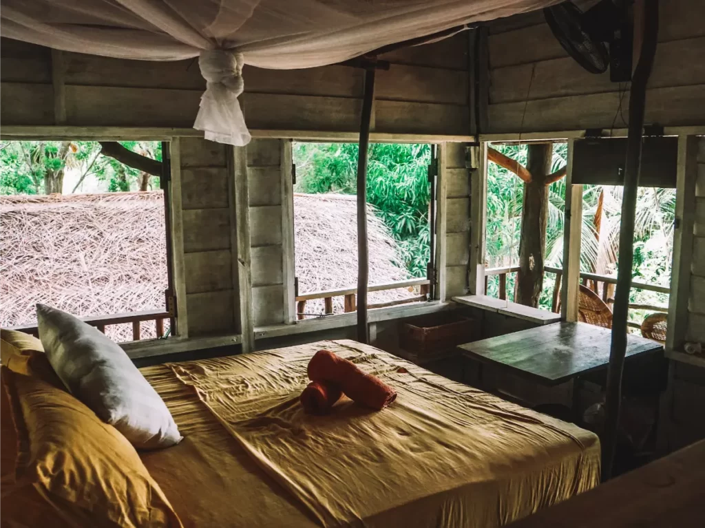 The open air cabanas at Hilltop, a top place to stay in Arugam Bay
