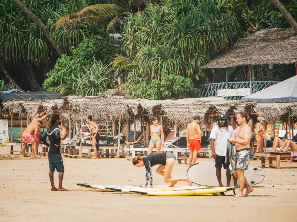 A surf school at Kabalana Beach