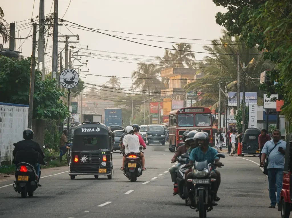 The traffic in Ahangama town