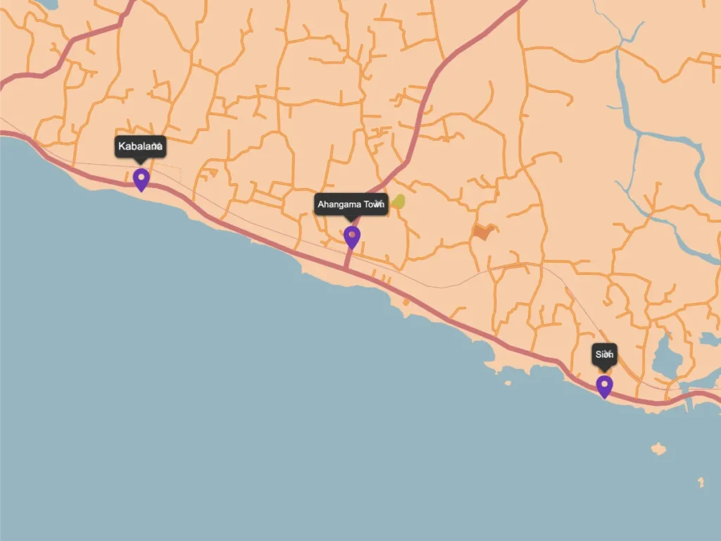 Where to stay in Ahangama map