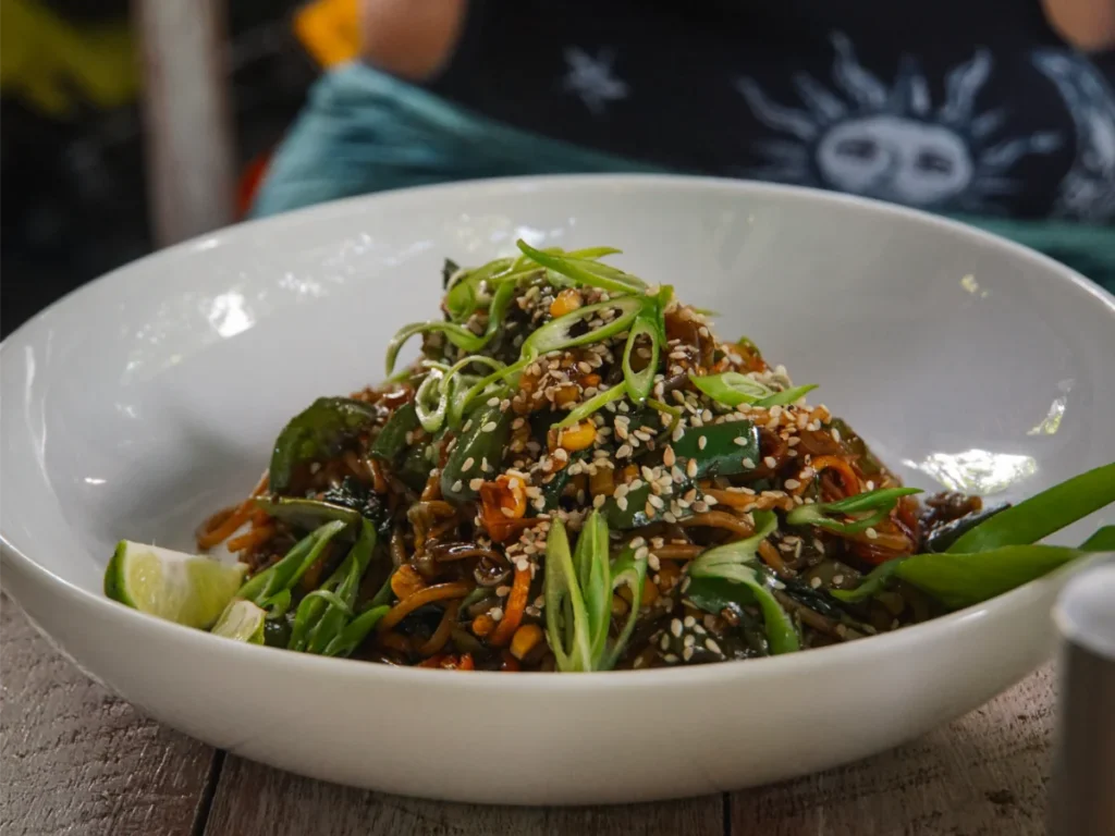 A noodle dish at Wood Space in Madiha, a great place to eat