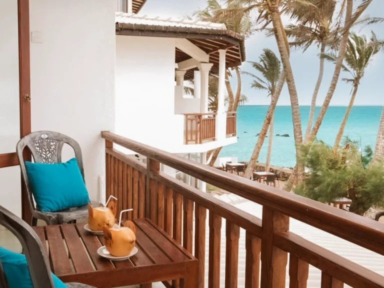 The balconies with ocean views at Beach Inns resort