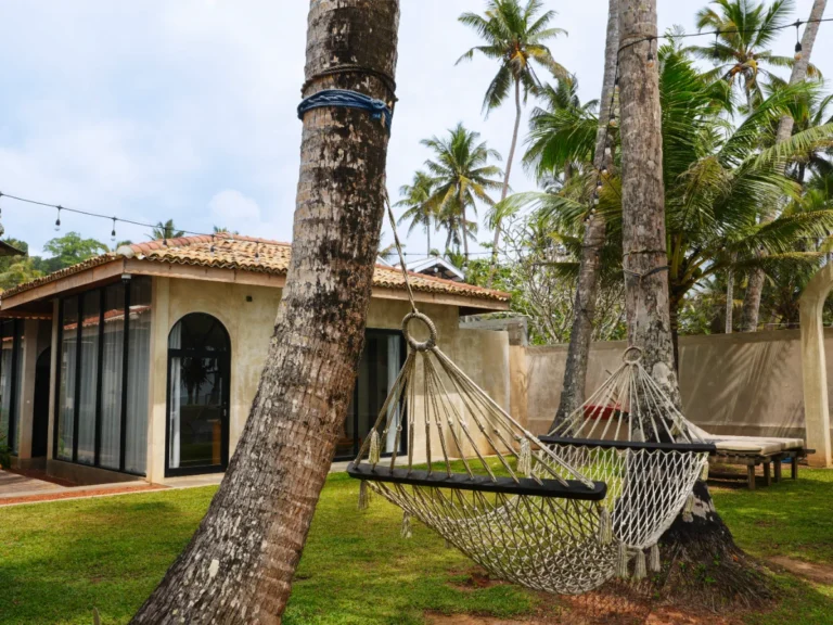 A hammock in the gardens of Swell Shacks, a great place to stay in Madiha