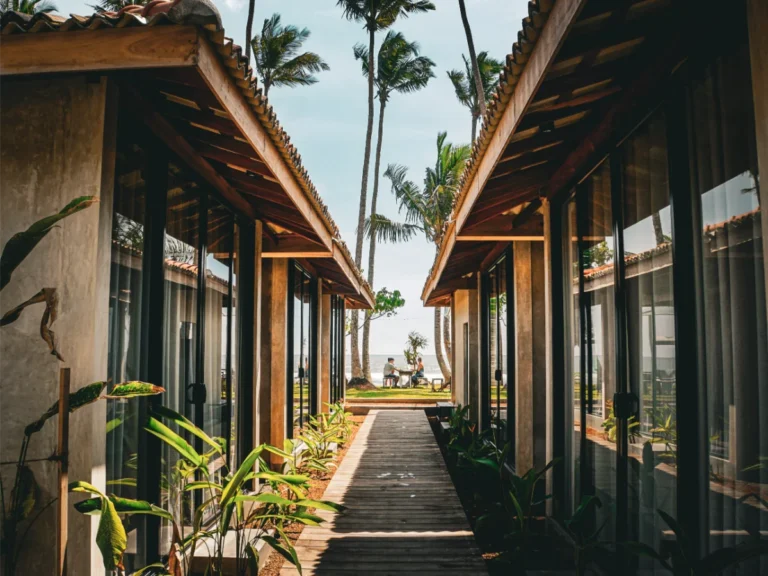 The walkway between Swell Shack bungalows, a top place to stay in Madiha
